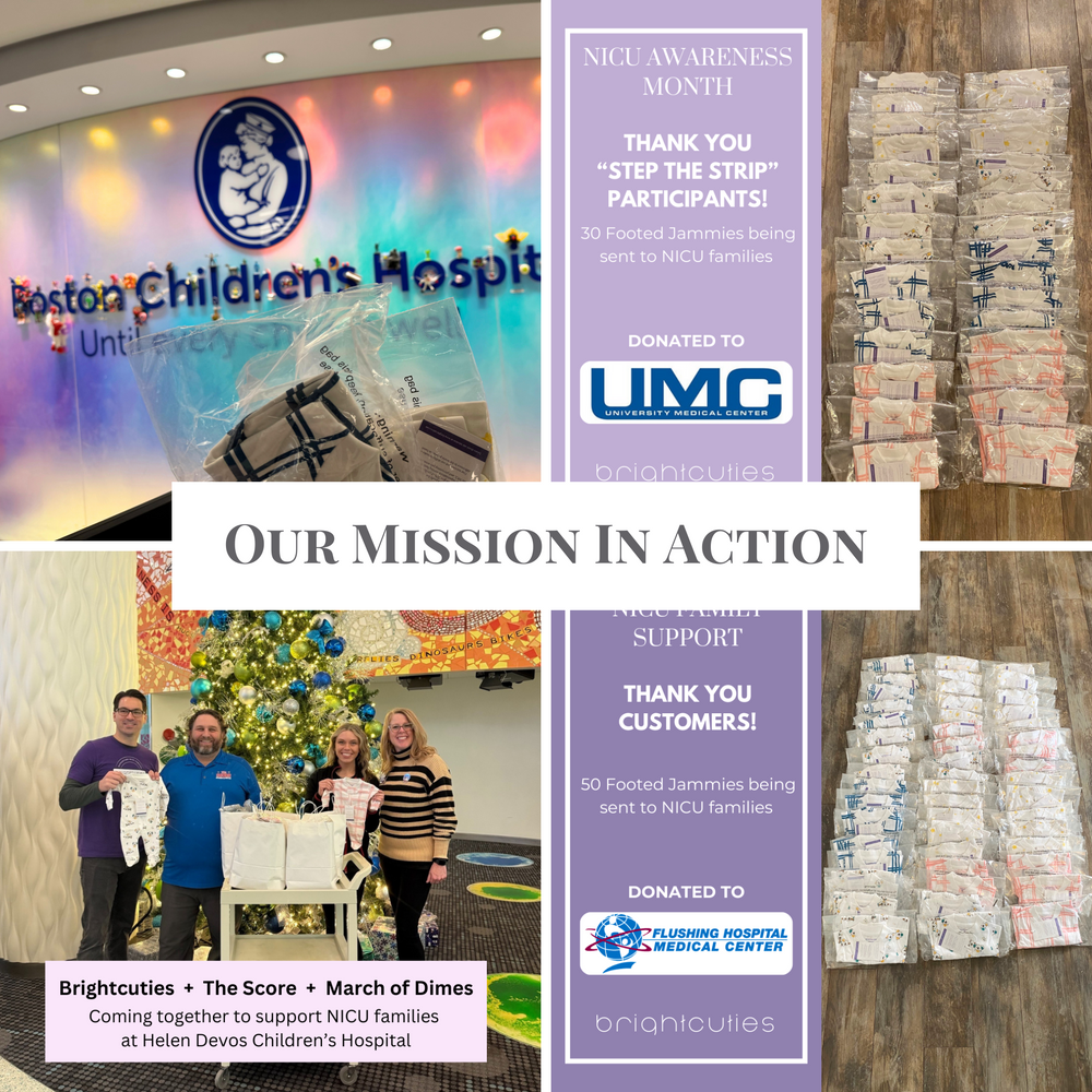 Brightucuties mission in action showing donations to NICUs across the country.